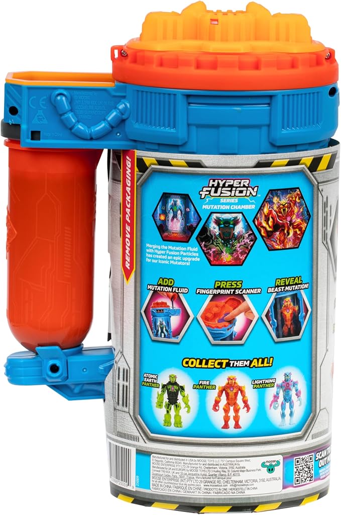 MrBeast Lab Hyper Fusion Mutators, Experiment & Create The Fire Panther, Add Mutation Fluid, Press The Fingerprint Scanner & Reveal The Panther, Over 20 Points of Articulation, Collect All 3