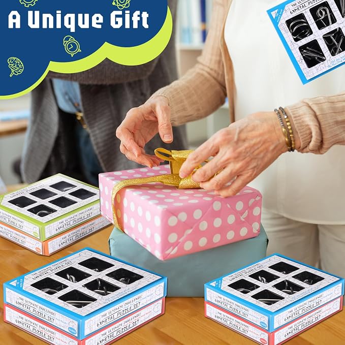 24 Packs Large Metal Bulk IQ Wire Metal with Paper Box Gift Package Educational Valentine Gifts Easter for Party Favor Adults Challenge Gifts(4 Colors,Standard Styles)