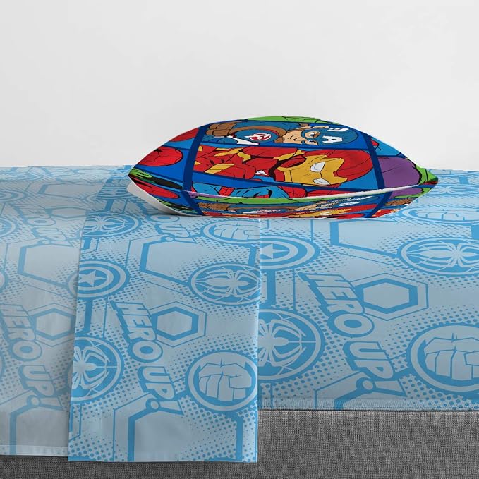 Jay Franco Marvel Super Hero Adventures Hero Together 4 Piece Twin Bed Set - Includes Comforter & Sheet Set Bedding Features The Avengers - Super Soft Fade Resistant Microfiber