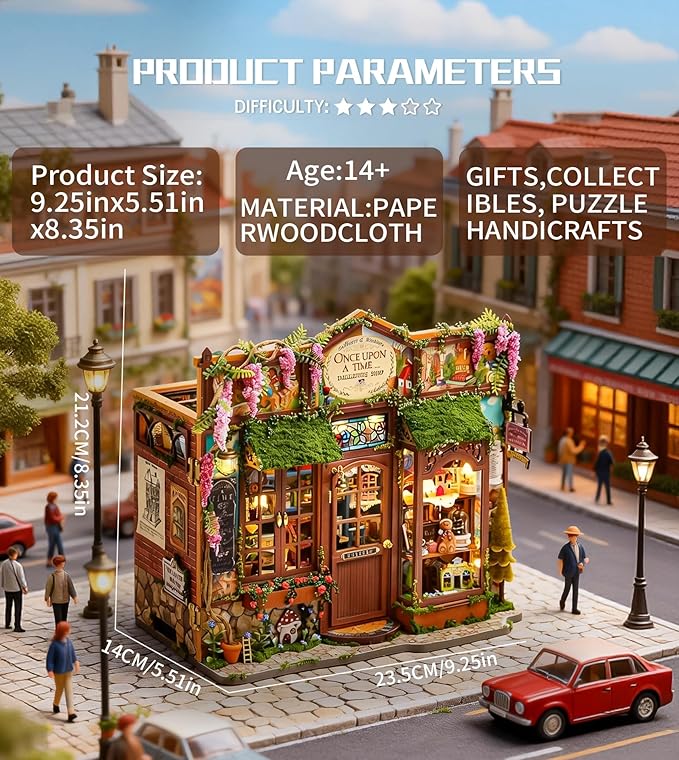 Spilay DIY Miniature House Kit for Adults, Miniature Dollhouse Kit | With Warm Light & Furniture, Wooden Craft Building Set for Bookshelf Decor, Home Display & Creative Gifts for DIY Lovers