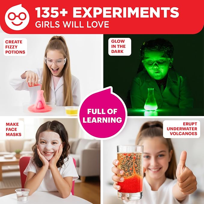 Doctor Jupiter Girls' Science Kit for Kids Ages 8-10-12-14 | Birthday Gift Ideas for 8,9,10+ Year Old Girls | Chemistry Set, STEM Toy Kit with 135+ Experiments | Learning & Educational Projects