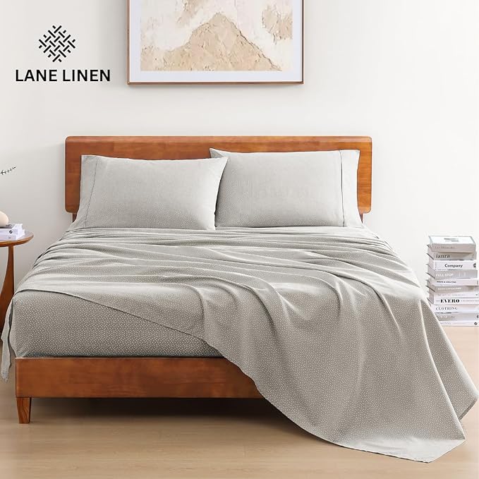LANE LINEN Twin XL Sheet Set 100% Organic Cotton Cooling Soft - Snowdrop | Twin XL Sheets In Organic Cotton Percale - Crisp Cool Percale Weave, Great For Gifting, Easy-Care Machine Washable