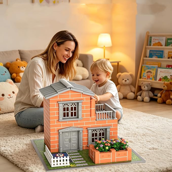 Mini House Building Kit for Kids Age 8+, Real Mini Bricks DIY Tiny House Construction Set, STEM Creative Building Blocks Toys, Educational Hands-On Architecture Craft Gifts for Boys Girls