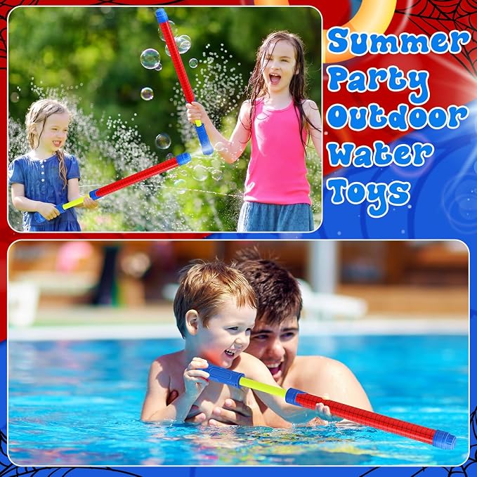 Halloscume 6 Pcs Spider Party Favors for Kids Water Guns Bulk 15.75" Red Spider Web Water Squirters Blaster Shooters for Summer Swimming Pool Beach Cartoon Birthday Gifts Supplies