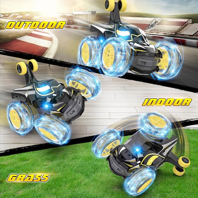 Mafbeanl Remote Control Car Stunt RC Cars 360° Rotating with 2.4GHz Rechargeable Wheel Lights Toys Car Gift for Boys 3 4 5 6 7 8 9 10 11 12 (Black)