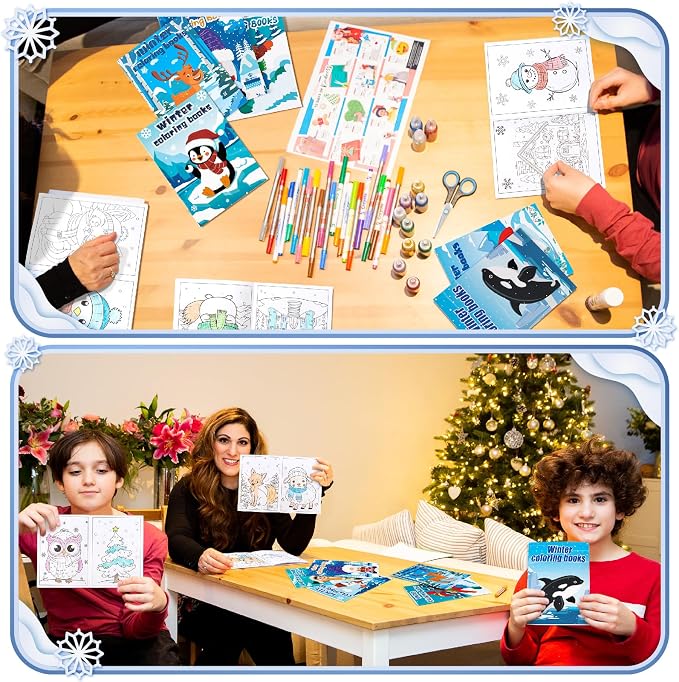 90shine 72PCS Winter Coloring Books for Kids, Christmas Party Favors in Bulk Goodie Bag Stocking Stuffers Gifts Ages 2-4 3-5 4-8