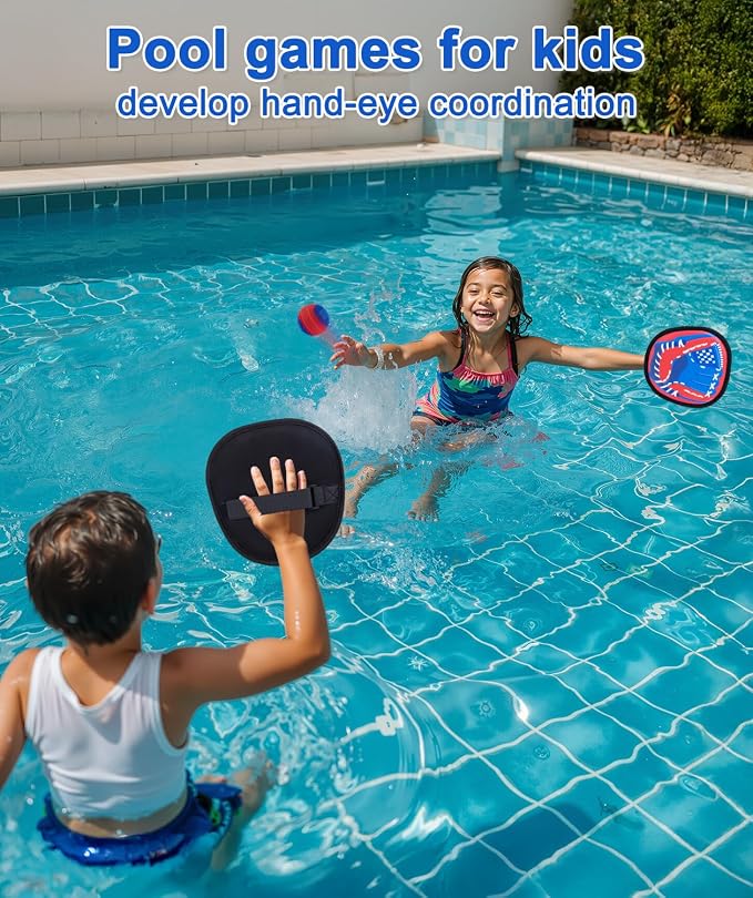 Toss and Catch Ball Game with Soft Balls & Sticky Baseball Gloves - Toys for Indoor, Outdoor, Yard, Beach, Pool, Camping - Birthday Gift for Boys, Girls, Toddler, Kids Ages 3-12 - Red