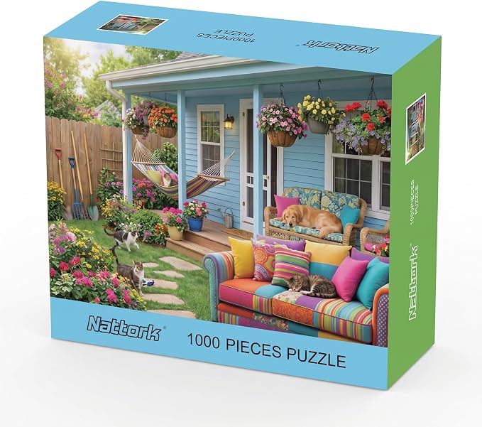 Nattork Jigsaw Puzzles 1000 Pieces for Adults, Families (Garden Cottage) Pieces Fit Together Perfectly