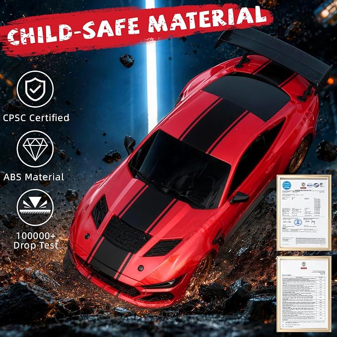 AEROQUEST Ford Remote Control Car,Officially Licensed Ford Shelby Super Snake,1:24 Scale Toy Car for Kids,Electric Sport Racing Hobby RC Cars,Birthday Gift for Boys and Girls（Red）