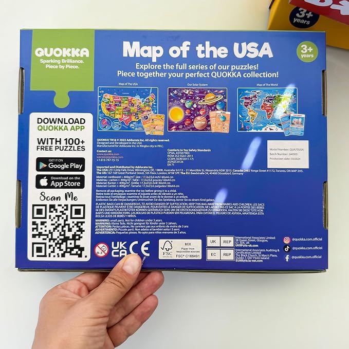 United States Puzzles for Kids Ages 8-10 - 70 Pcs Jigsaw Floor USA Map Puzzles for Kids Ages 6-8 - Includes 50 Cards with 400+ USA Facts - US State & Capitals Educational Gift for Children 4-8