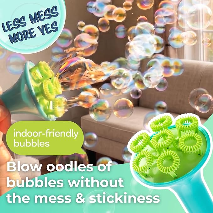 Innobaby Spike Bubble Blower with Mess Free Botanical Bubbles and Dipping Tray - Magic Wand Blows Oodles of Bubbles Without The Mess - Recommended for Speech, Visual & Motor Development - Color: Aqua