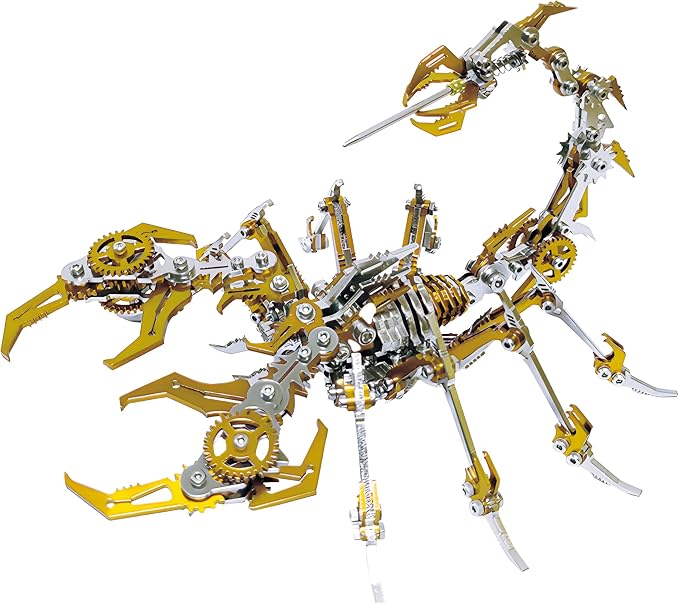Microworld 3D Metal Model Kits, Golden Scorpion 3D Metal Puzzles, Steel Warcraft Collection 3D Puzzles for Adults, DIY Animal Brain Teasers Home Decor