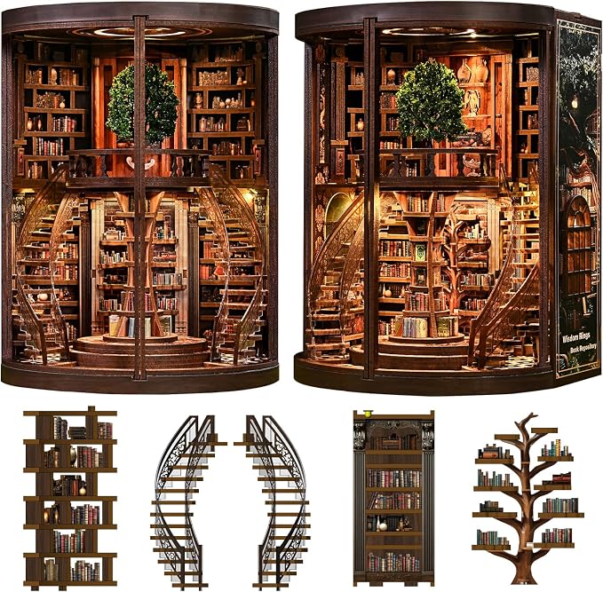 Spilay DIY Miniature House Kit for Adults, Miniature Dollhouse Building Kit | With Warm Light & Detailed Furniture, Creative DIY Craft for Bookshelf Decor, Room Decoration & Gift Giving