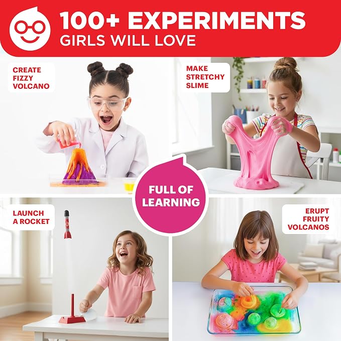 Doctor Jupiter Girls' First Amazing Science Kit for Kids Ages 4-5-6-7-8 | Birthday Gift Ideas for 4+ Year Old Girls | Learning & Educational Projects | STEM Toy with 100+ Experiments