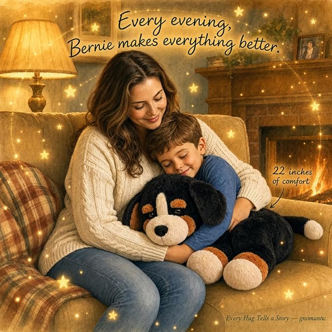 gnomantic Bernese Mountain Dog Weighted Stuffed Animals - 22 Inch 4.5 Pounds Weighted Plushies Dog Stuffed Animal - Big Plush Pillow - Cute Plush Toy Gifts for Kids & Adults (22" 4.5 lbs)