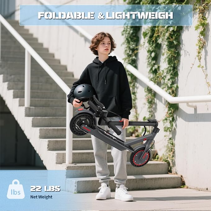 Werhy Kids Electric Scooter, 350W Motor, 19 Mph Speed & 15 Miles Range, 8.5" Solid Tires, Lightweight Foldable Scooter with Dual Braking System, Max Load 265LBS