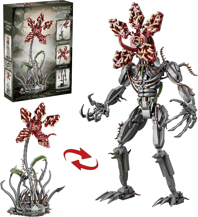 2-in-1 Transforming Carnivorous Plant Monster Building Kit – Strange Beast Figure to Creepy Mutant Flower, Creative Building Toy Ideal for Horror & Fantasy Fans