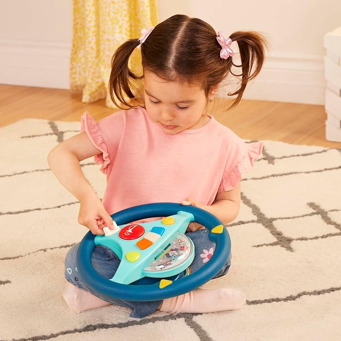 B. toys – Woofer's Musical Driving Wheel – Pretend Play Steering Wheel with Music, Sounds & Lights for Toddlers, Kids 2 Years+