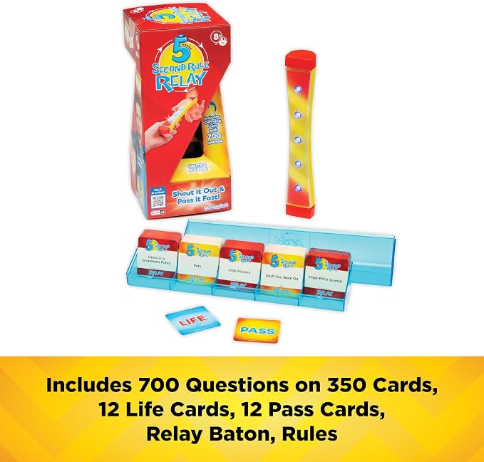 5 Second Rule Relay - Family Party Game - Electronic Relay Baton - Shout It Out & Pass It Fast! - for 2 or More Players, for Kids Ages 8 and Up