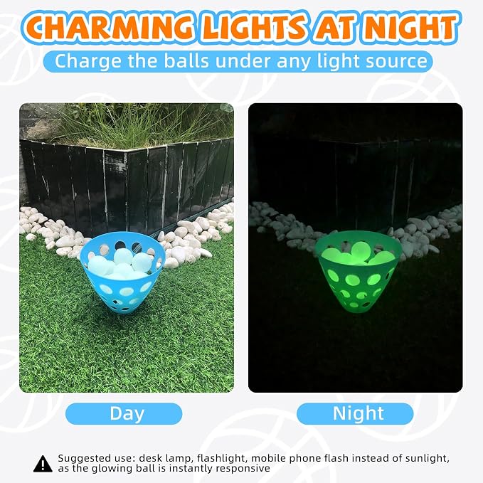 punkdog 20 Glow Balls for Pop and Catch Ball Game- Outdoor Indoor Game Activities for Boys & Girls,Birthday and Christmas Party Favors Gifts for Kids Ages 4 5 6 7 8 10 12+ Years Old and Adults