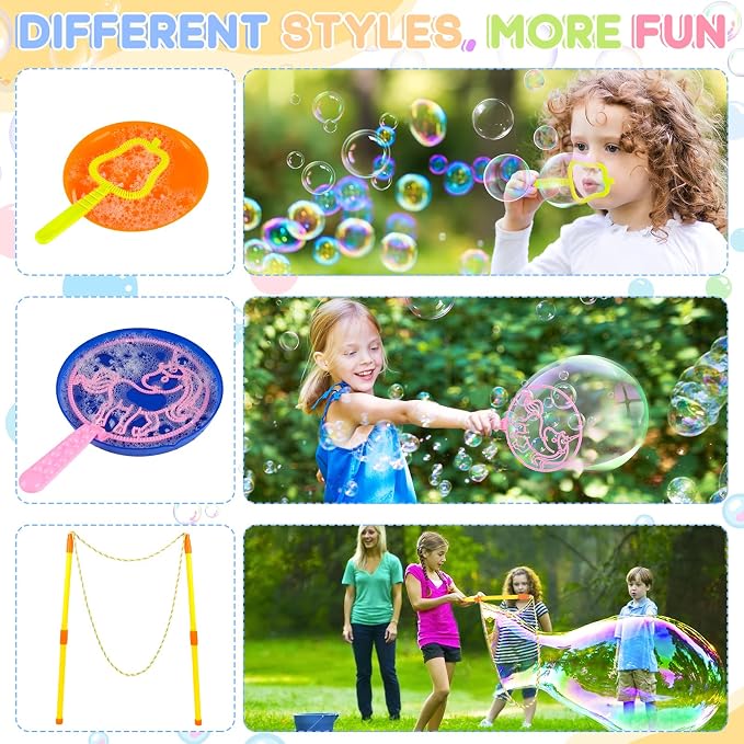 REZUCREY 27 Pcs Big Bubble Wands Toys Set, Giant Bubble Wands with Tray for Kids Summer Outdoor Toys Bubbles Party Favors Bubbles Maker Bulk for Kids Toddlers Boys Girls Age 3 4 5 6 7 8+