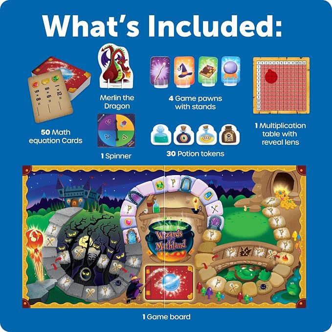 Learning Resources Wizards of Mathland - Multiplication Math Games for Kids, 2nd - 3rd Grade Classroom Board Game, Fun Educational Homeschool Games for Elementary Kids, Math Learning Board Game