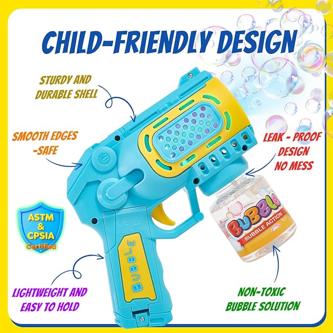 Bubble Gun Machine Toys for 3+ Year Old Boys Girls: 2 Pack with Bubble Solution, Kids Toys for Ages 3-5 4-6 5-7, Outdoor Outside Toy for Kids Ages 4-8, Gifts for Birthday