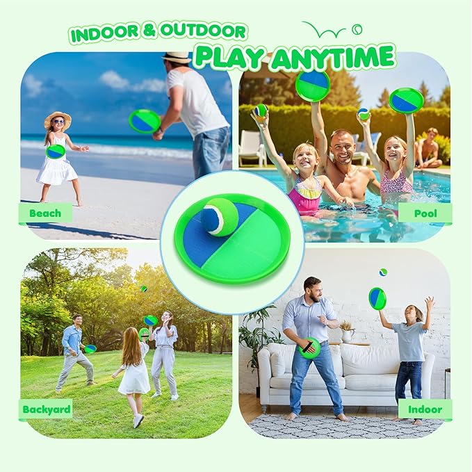 TEILLNET Toss and Catch Ball Set Upgraded - Beach Toys Outdoor Games Baseball Games - Sturdy & Water-Resistant for Pool Yard - Classic Gift for Toddlers Kids Boys Girls 3 4 5 6 7 8 9 10 11 12+ Years