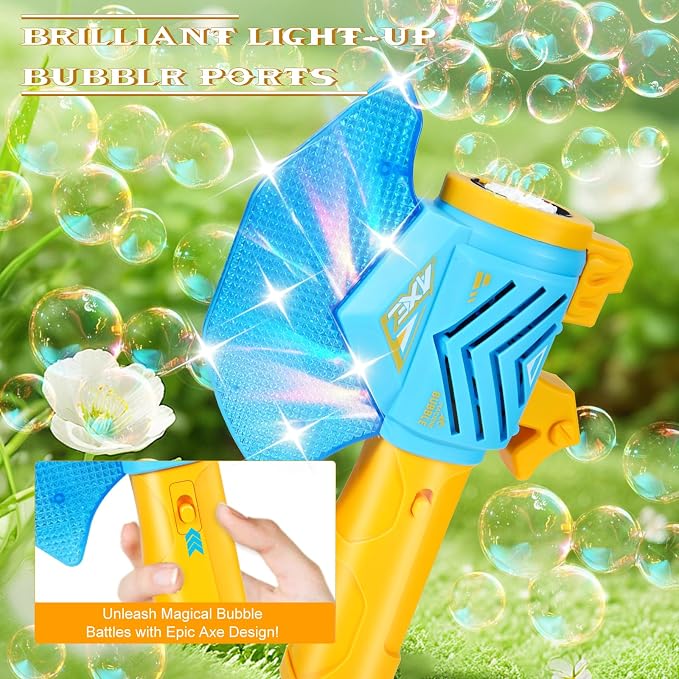 Bubble Machine Gun for Kids,Bubble Wands for Toddlers Toys 3+ Years Old,Summer Toys,Toy for Boys Girls Outdoor Indoor Birthday Wedding Party,Gifts (Blue&Brown)