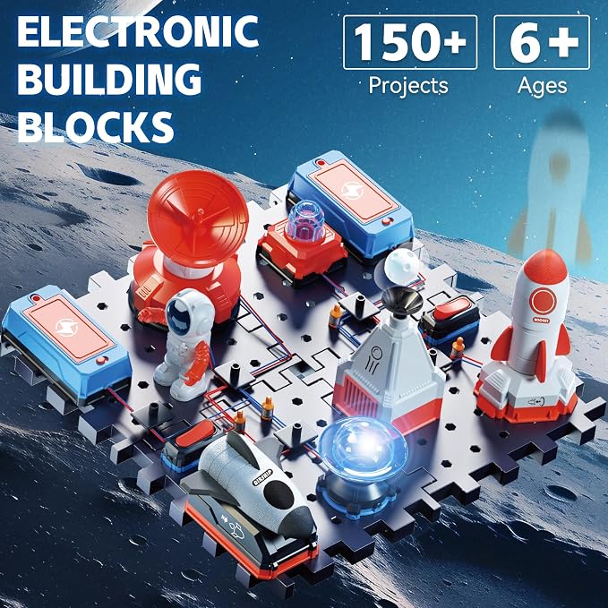 STEM Circuit Kit for Kids Ages 6+, 35PCS Electronics Kit with 200+ Projects, Educational Science Experiment Toy for Boys & Girls, Beginner Electrical Engineering Set for Home & School