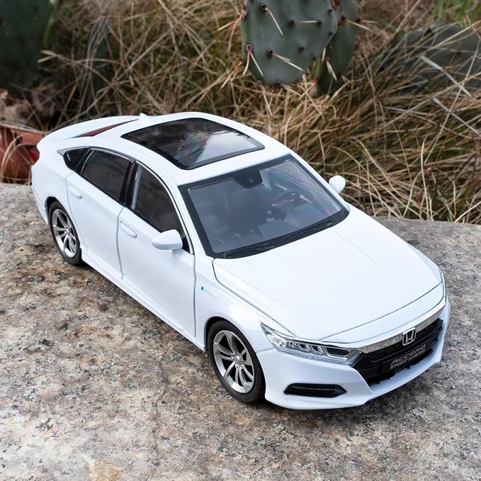 WAKAKAC Toy Cars Compatible for 1:24 Accord Model Cars, Pull Back Die-cast Vehicles with Sounds＆Lights for Kids Boys Girls and Adults, Gift White