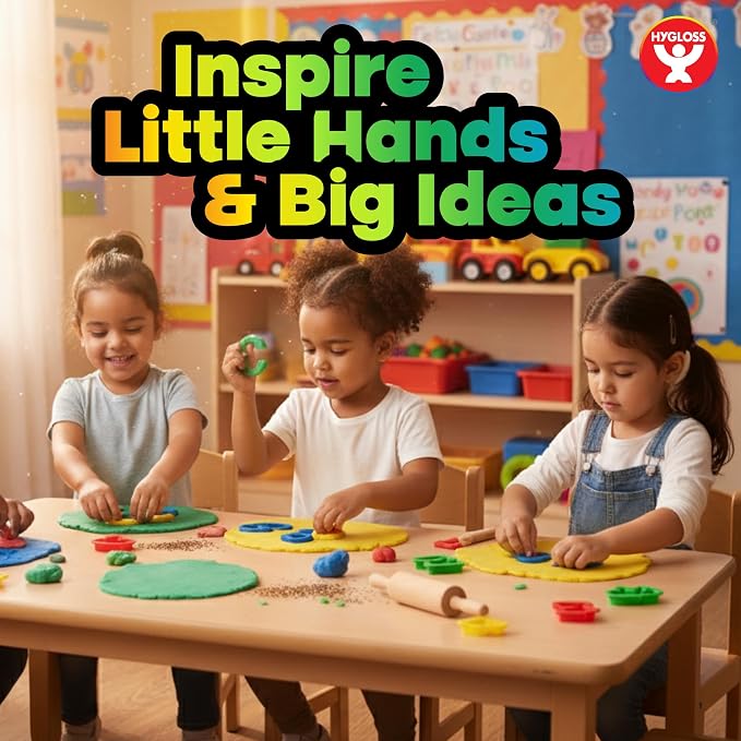 Hygloss 54 Pcs Dough Tools Set – Dough Cutters +Dough Extruders+Numbers & Alphabet Cutters Set – Educational Modeling Clay Tools – Preschool Toys & Toddler Activities – Arts & Crafts for Kids Ages 3-5