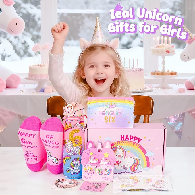 Unicorn Gifts for Girls, Christmas Birthday Gifts for Girls Age 6 Years Old Girl Birthday Gift Ideas Light Up Star Pillow and DIY Water Bottle Kits, Unicorn Toys for Daughter, Niece