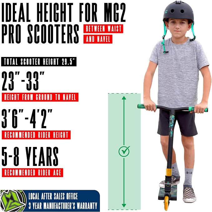 Pro Stunt Trick Scooter for Kids Ages 5-12 – Lightweight Durable Freestyle Kick Scooter for Skatepark and Street – Easy Assembly – Madd Gear MG2