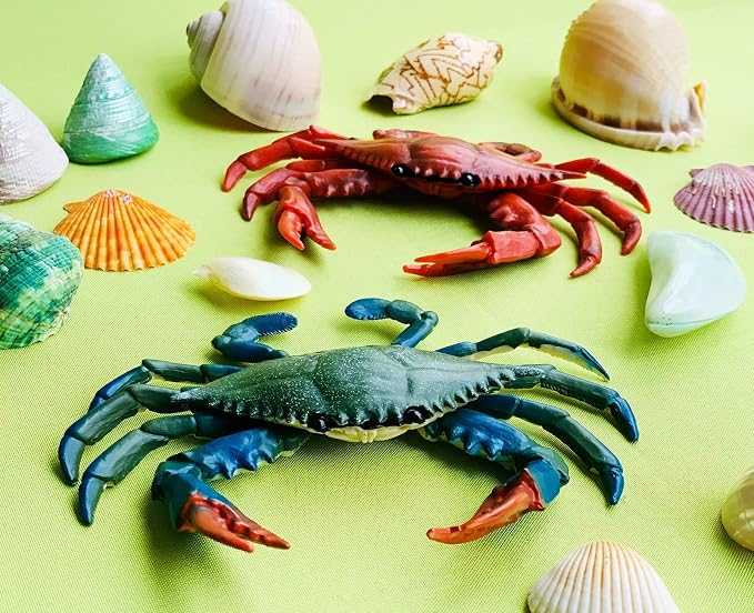 Gemini&Genius 2Pcs Crabs Marine Animal World Sea Animal Action Figure Ocean Model Toy Educational, Role Play, Cake Toppers, Swimming Toys, Bath Toys, Christmas Stocking Stuffers for Kids