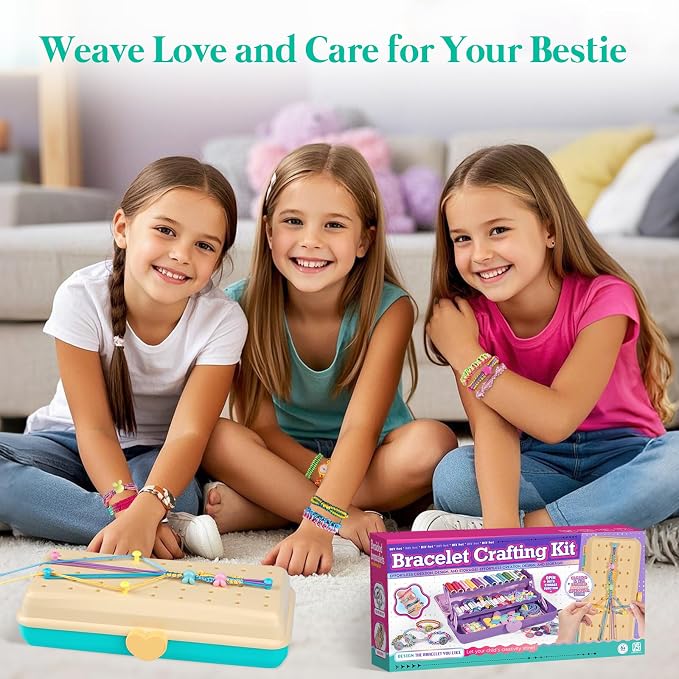 TingingYuli Friendship Bracelet Making Kit for Girls Ages 8-12, DIY String Bracelet Maker with 3-Layer Storage Box, Jewelry Making Kit Arts and Crafts Toy Gift for Kids Ages 6-12