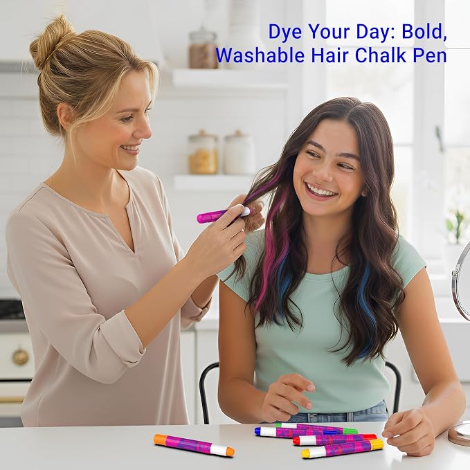 Desire Deluxe Girls Gifts Hair Chalk - 10 Temporary Washable Color Pens for Kids, Teenage, Make Up & Dress Up Colourful Styles Set Toy for Christmas, Birthday, Halloween Accessories, Party Activities
