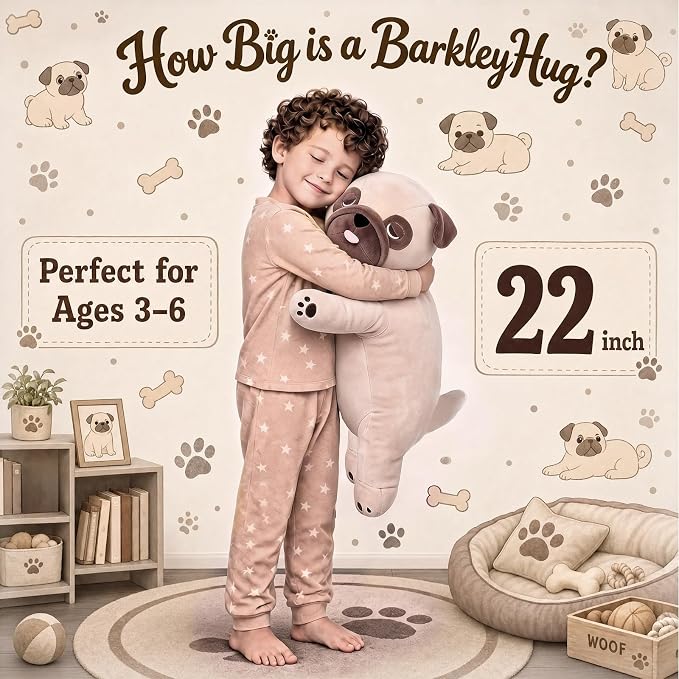 gnomantic Pug Weighted Stuffed Animals - 21 Inch 3.5 Pounds Weighted Plushies Pug - Big Bulldog Plush Stuffed Animals Pillow - Cute Plush Toys Gifts for Kids & Adults