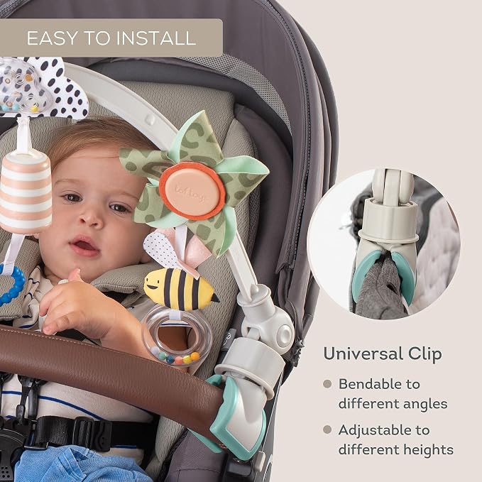 Taf Toys Savannah Baby Stroller Arch Toy, Car Seat Toys, Adjustable Stroller Toy with Hanging Sensory Activity Toys, Fits Bassinets, Cribs, Baby Bouncers, Infant Toys for Boy Girl 0-18 Months