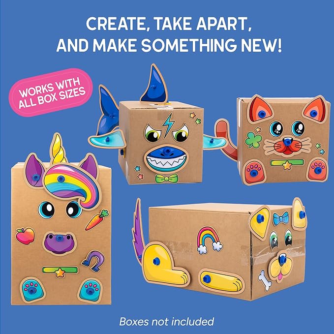 Educational Insights Boxineers Cardboard Animals - Creative Craft Supplies for Kids Projects, Cardboard Tools for Kids, DIY Fine Motor Activities, Kids Crafts and STEM Construction Kits