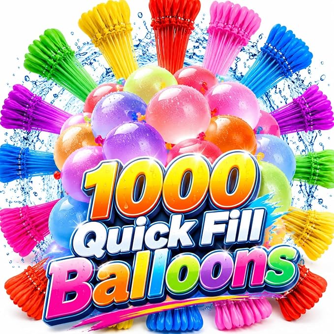 1000 Pcs Quick Fill Water Balloons, Self Sealing & Biodegradable, Easy Fill Summer Outdoor Toys for Kids, Boys & Girls, Backyard, Pool, Beach, Birthday Party, Water Fight Games and Family Fun