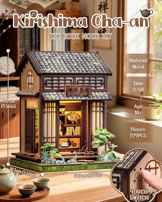 Book Nook Kit, DIY Miniature House Kits for Adult and Teens, Dollhouse Tiny Booknook Garden House Bookshelf, DIY Craft Gifts for Family and Friends
