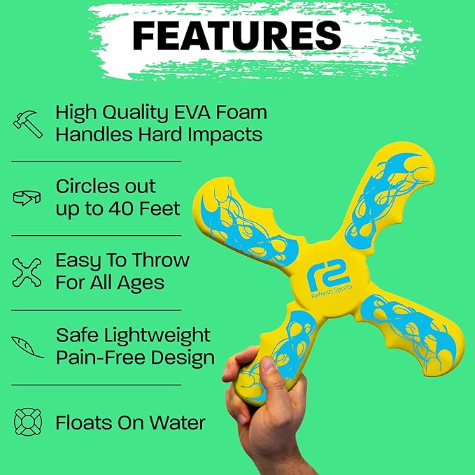 Kids Beach Toys & Beach Games - Ultimate Beach Boomerangs for Summer Play - Fun Outdoor Summer Toy for Boys & Girls - Beach Toys for Kids Ages 8-12 & Tons Of Fun Toy Outdoor Gifts For Kids 6 7 8 9 10+