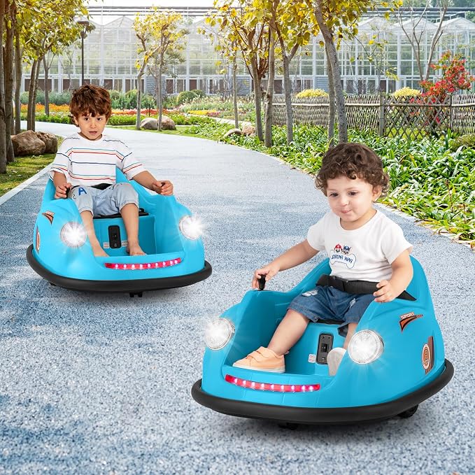 Costzon Bumper Car for Toddler, 12V Electric Kids Ride on Bumper Car with Remote Control, 360 Degree Spin, LED Lights, Music, Battery Powered Baby Bumping Toy Gift for Toddlers 2-5 Years Old (Blue)