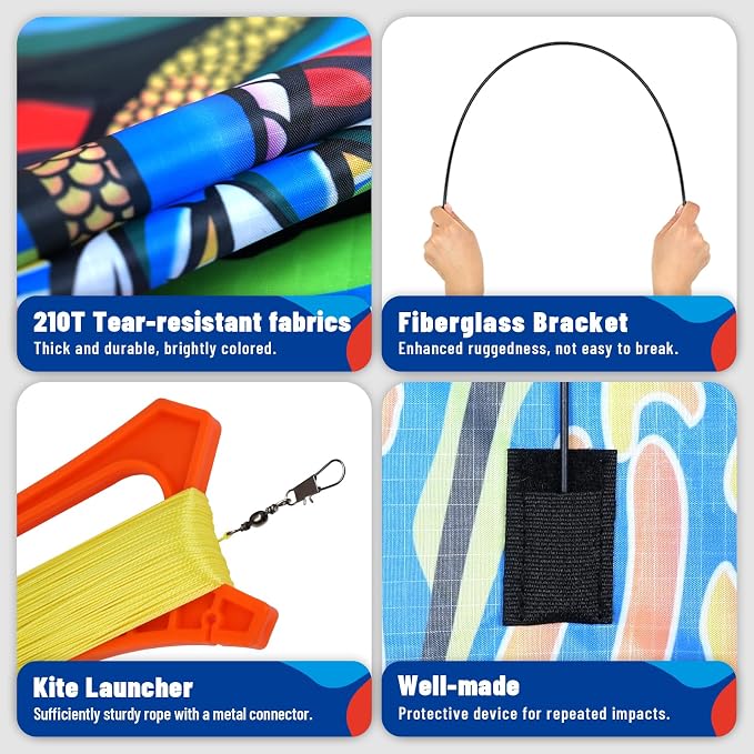 SGftre Complete Kite with Handle, Line & Accessories,Easy to Fly for Kids & Adults, Perfect for Beach, Park, Family Outdoor Activities