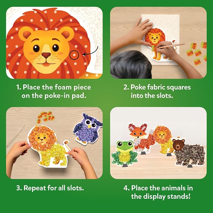 Skillmatics Poke-in Art – Animals, Mess-Free DIY Wood Craft Kit for Kids, Creative Fine Motor Activity, Pretend Play & Room Decor, Gift for Girls & Boys Ages 4, 5, 6, 7, 8, 9