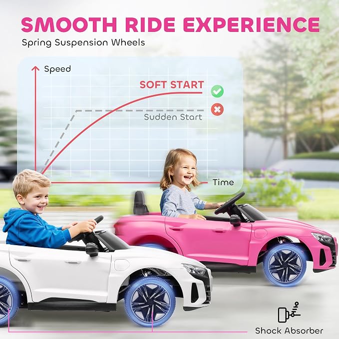 Aosom Licensed Audi RS e-tron GT 12V Ride On Car Truck for Kids, Electric Car Ride On Vehicle w/Parent Remote Control, Music, Lights, for Toddlers, Pink