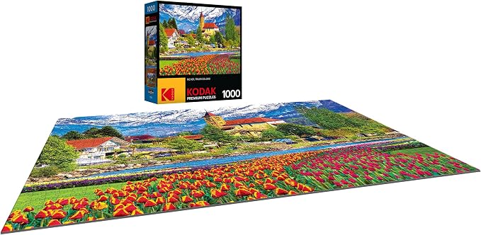 RoseArt - Kodak Premium - Brienz Town and Flowers, Switzerland - 1000 Piece Jigsaw Puzzle for Adults