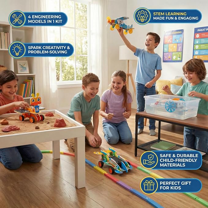 STEM Building Toys for Kids Ages 8-12 | 4-in-1 Science Kit Build DIY Engineering Projects | Educational Toys Gift for Boys & Girls Age 8 9 10 11 12 Year Old