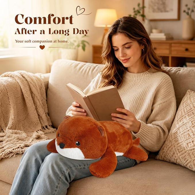 Wepop Weighted Otter Stuffed Animals, 5lbs Weighted Plush Toy Animal Huggable Pillow Plushie for Kids, Soft Otters Heavy Plushies Gifts for Adults